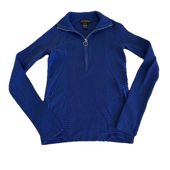 INC International Concepts Women’s Blue 1/2 Zip Ribbed Sweater Size Small - Picture 1 of 11